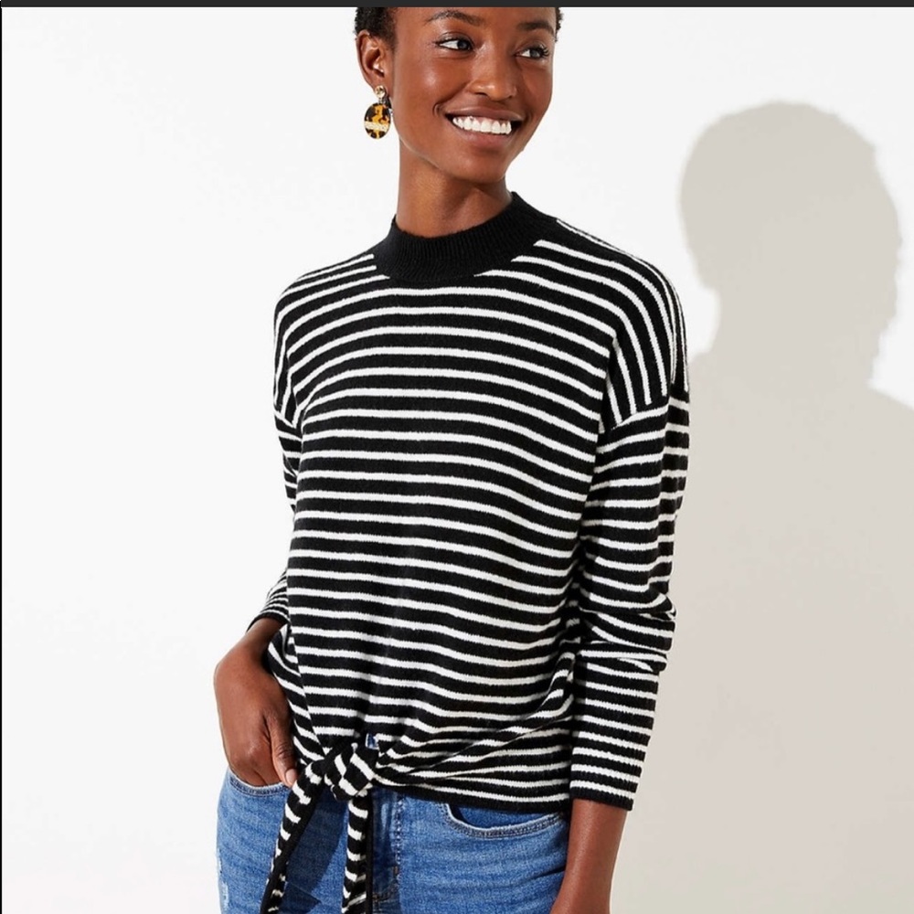 LOFT striped tie sweater XS
